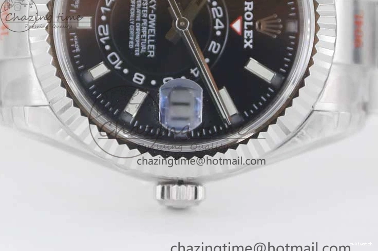 to Best 1:1 Noob 23J Black Dial 326934 on SS Bracelet 904L Sky-Dweller SS Asian 9001 Edition 0705